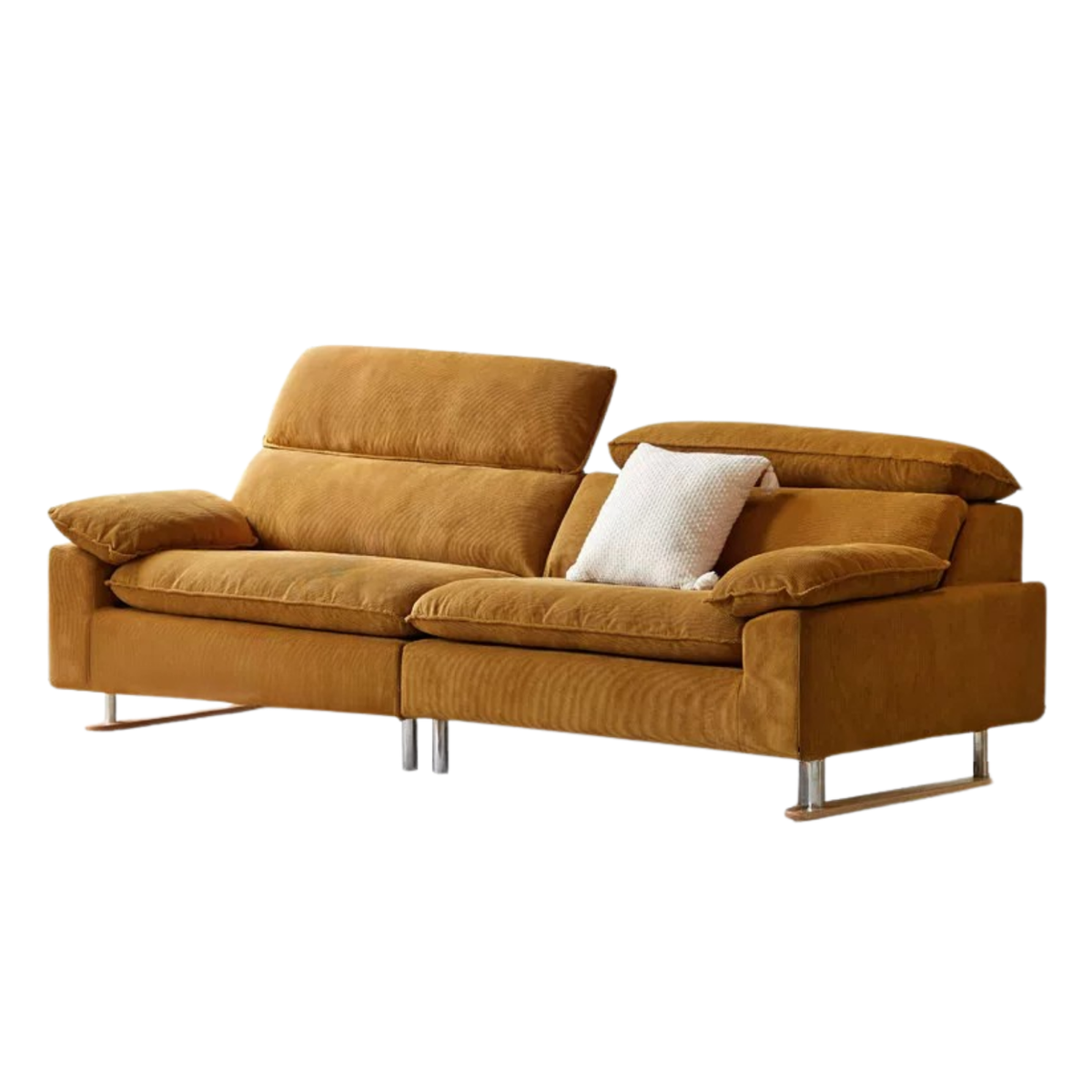 High-Back Corduroy Fabric Sofa with Removable Cover