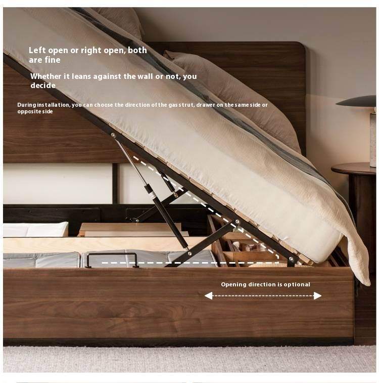 Black Walnut Solid Wood Light Luxury Box Bed