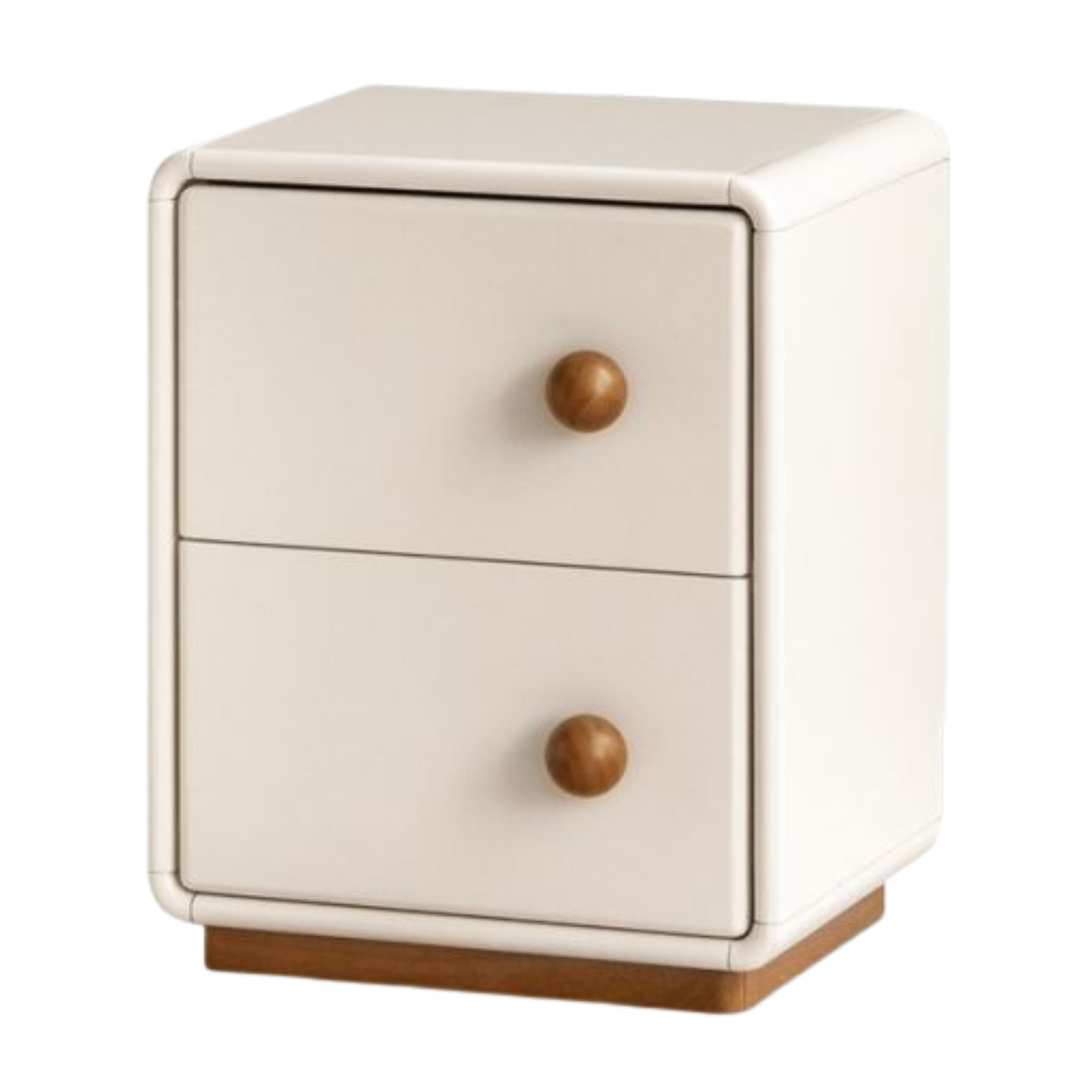 Solid Rubberwood Cream Style Narrow Nightstand