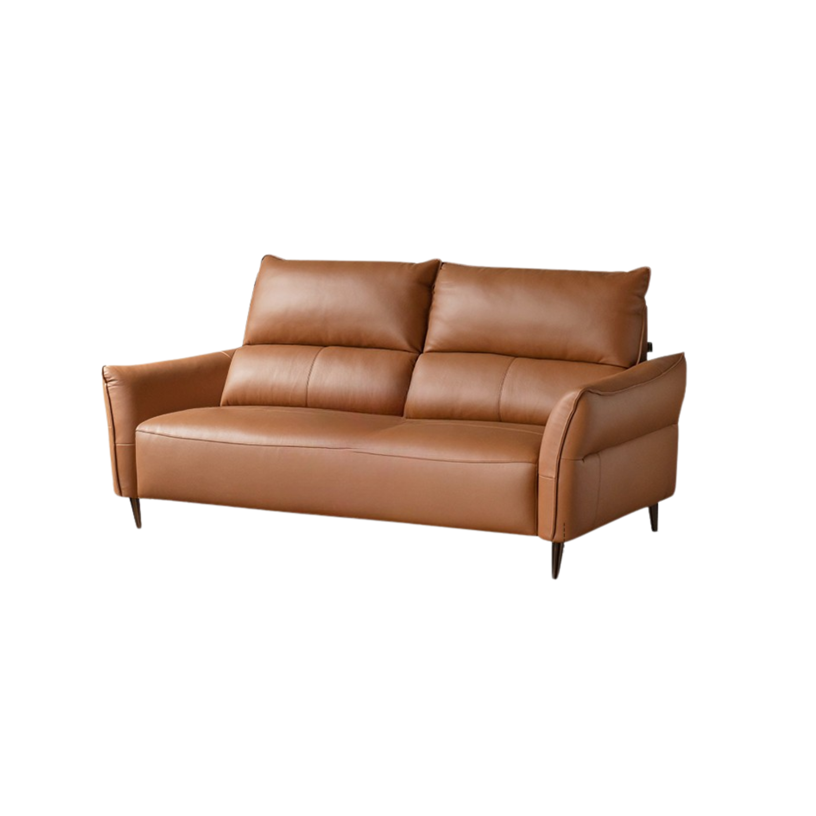 Genuine Top Grain Leather Modern Sofa, Clean Line Contemporary Design