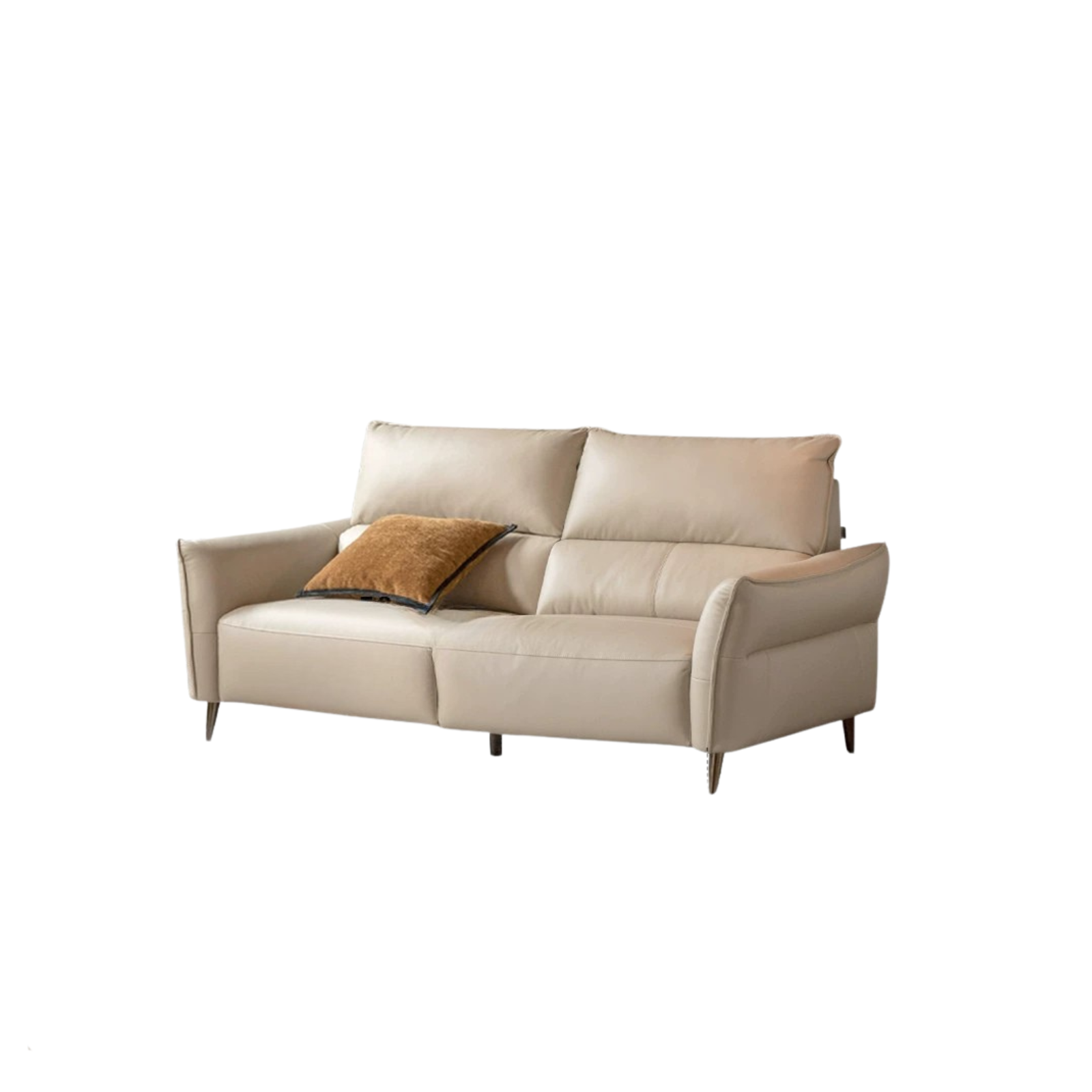 Genuine Top Grain Leather Modern Sofa, Clean Line Contemporary Design
