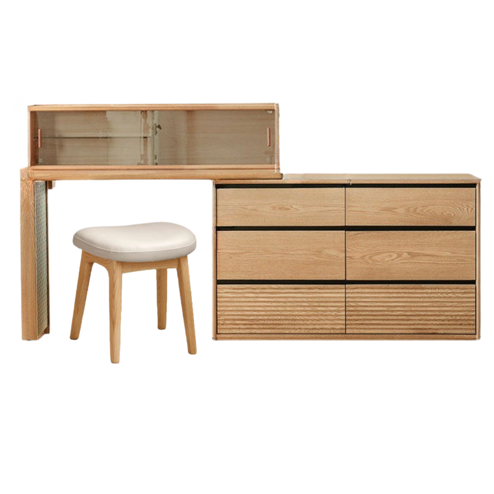 Oak, Ash Solid Wood Modern Telescopic Vanity Table.