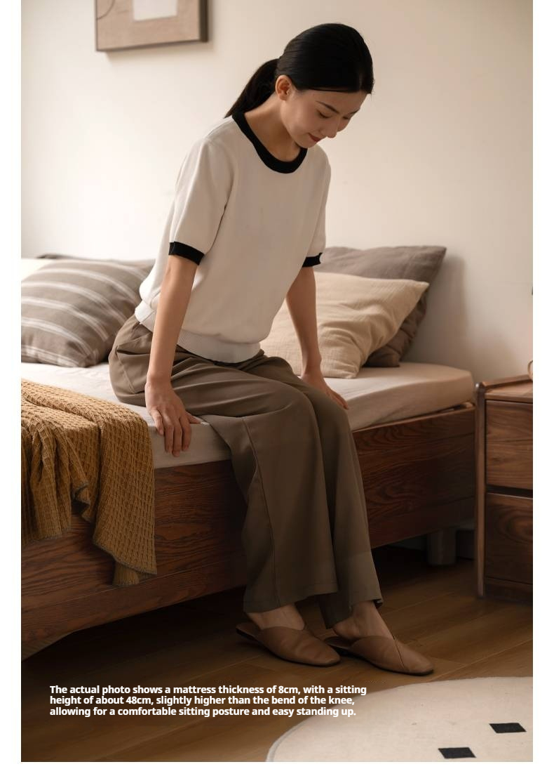 Oak Solid Wood Modern Platform Bed, Headboard-Free Box Bed