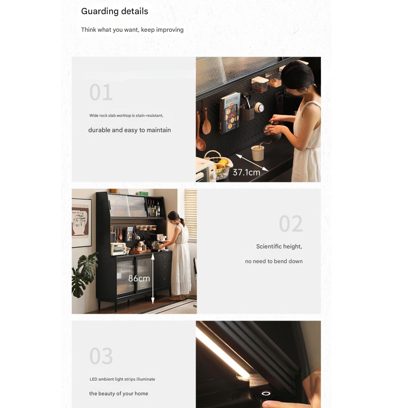 Solid Rubberwood Restaurant Modern Sideboard