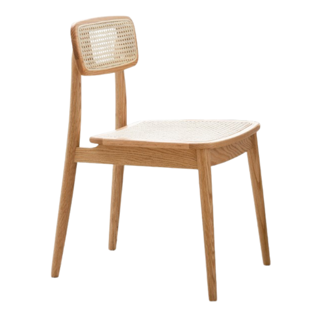 4 pcs set Oak Solid Wood Rattan - Dining Chair