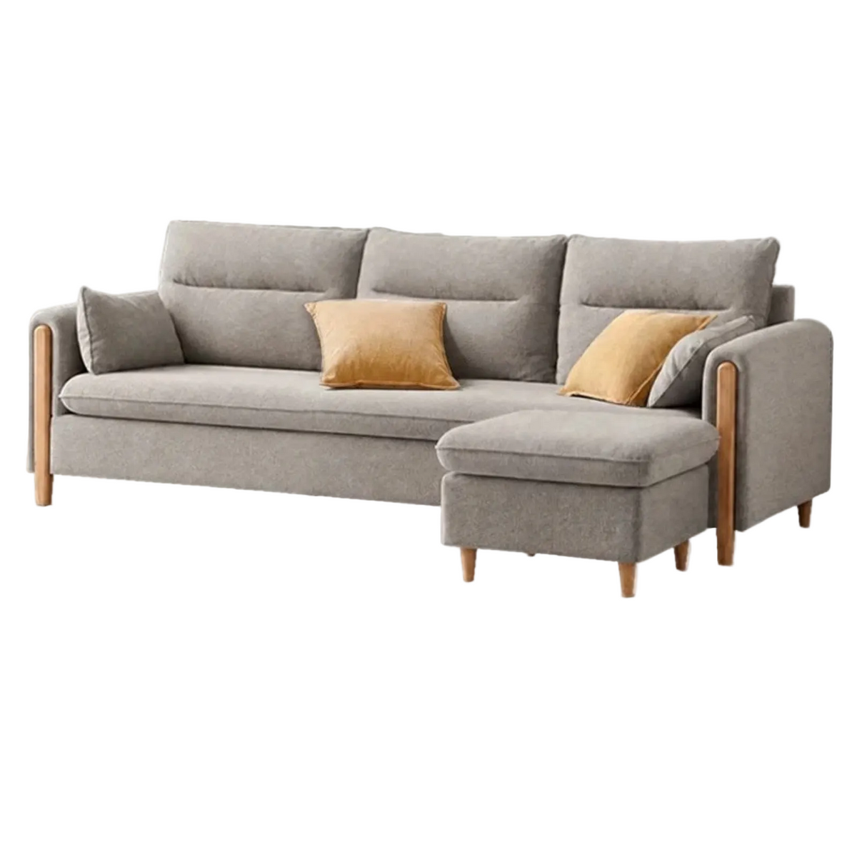 Ash Solid Wood Modern Corner-Style Fabric Sofa