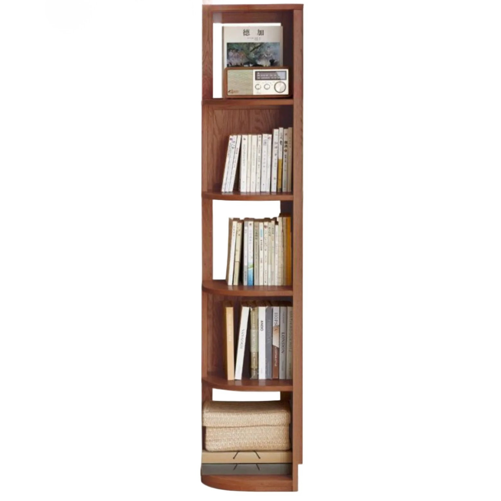 Solid Rubberwood, Oak, Ash Solid Wood Triangle Corner Bookshelf with Multi-Layer Shelving