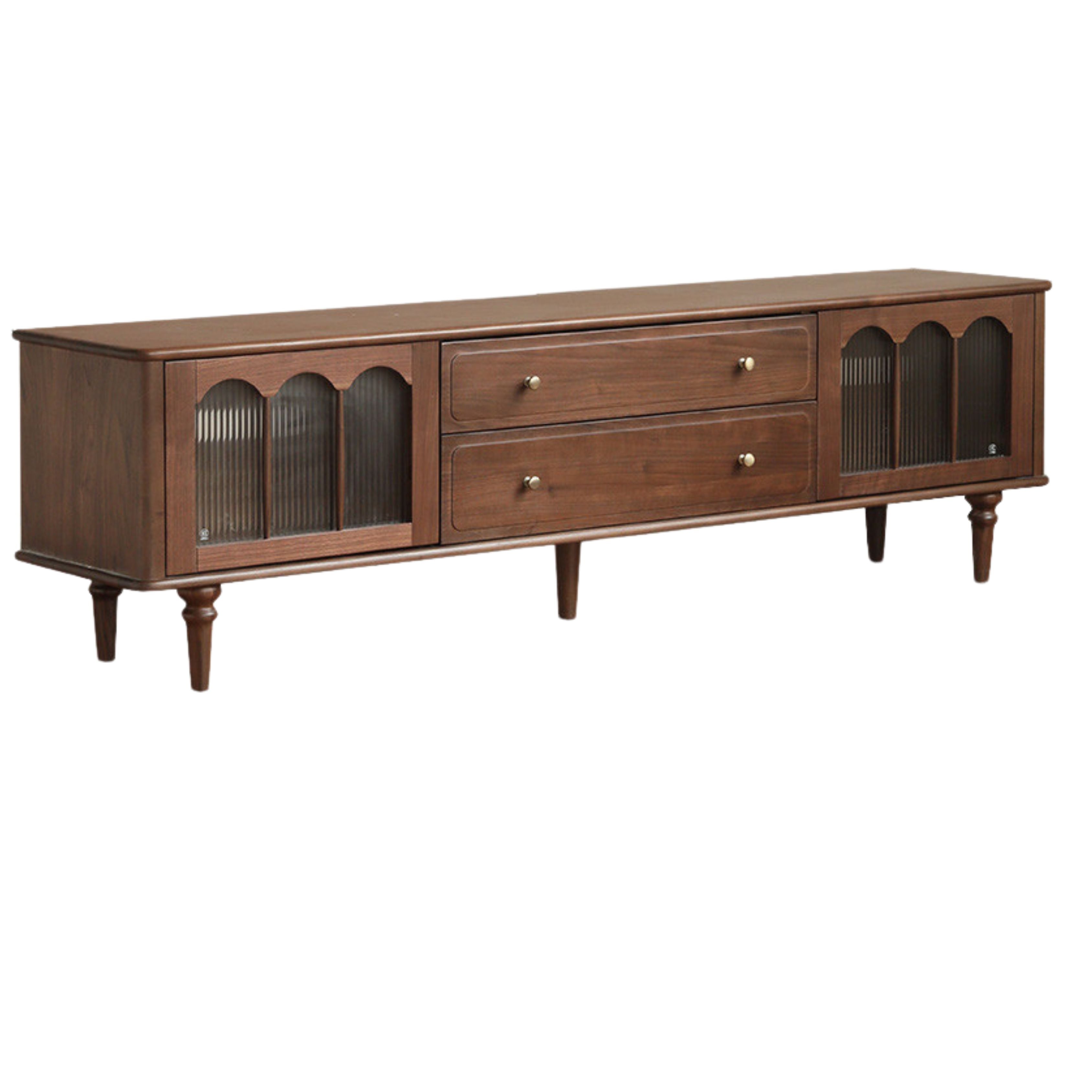 Black Walnut Solid Wood American Retro TV Cabinet.
