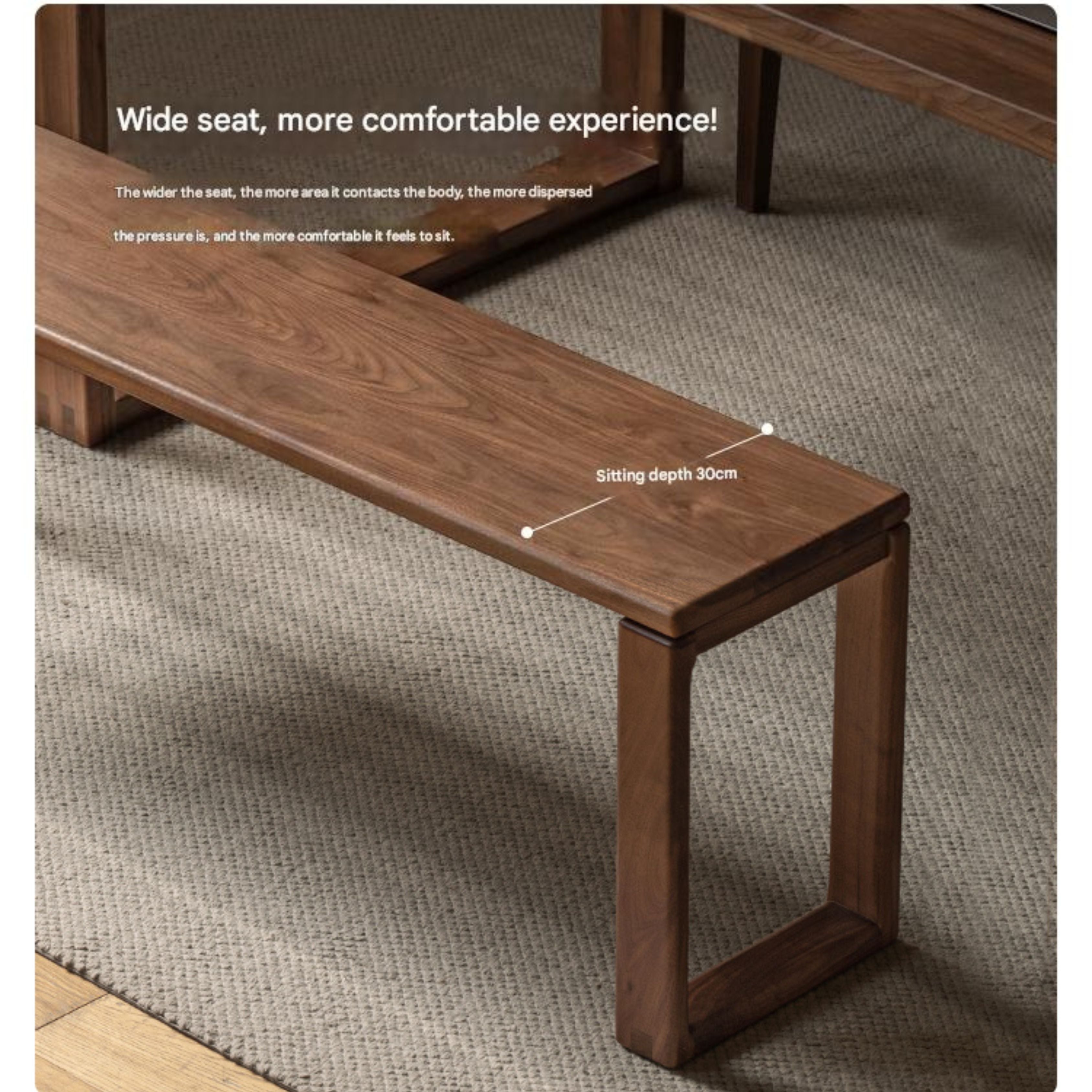 Black Walnut, Oak, Ash Solid Wood Long Bench