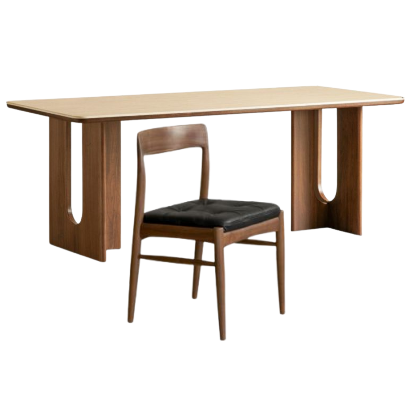 Black Walnut Solid Wood Light Luxury Style Rock Plate Dining Table