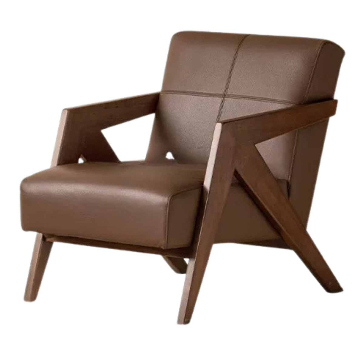 Oak Solid Wood Italian Modernist Geometric Lounge Chair