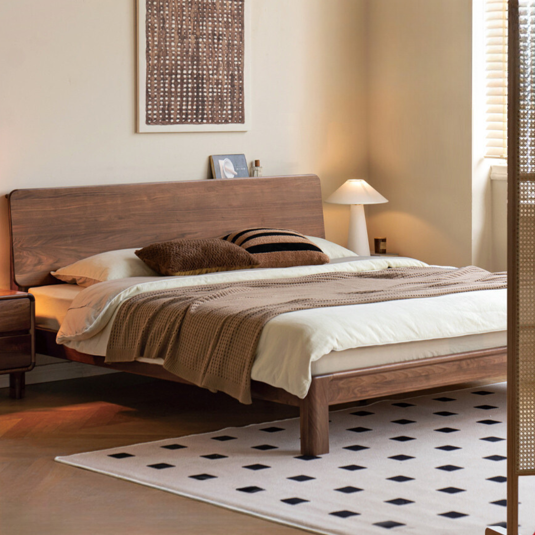 Teak Solid Wood, Black Walnut Solid Wood Bed