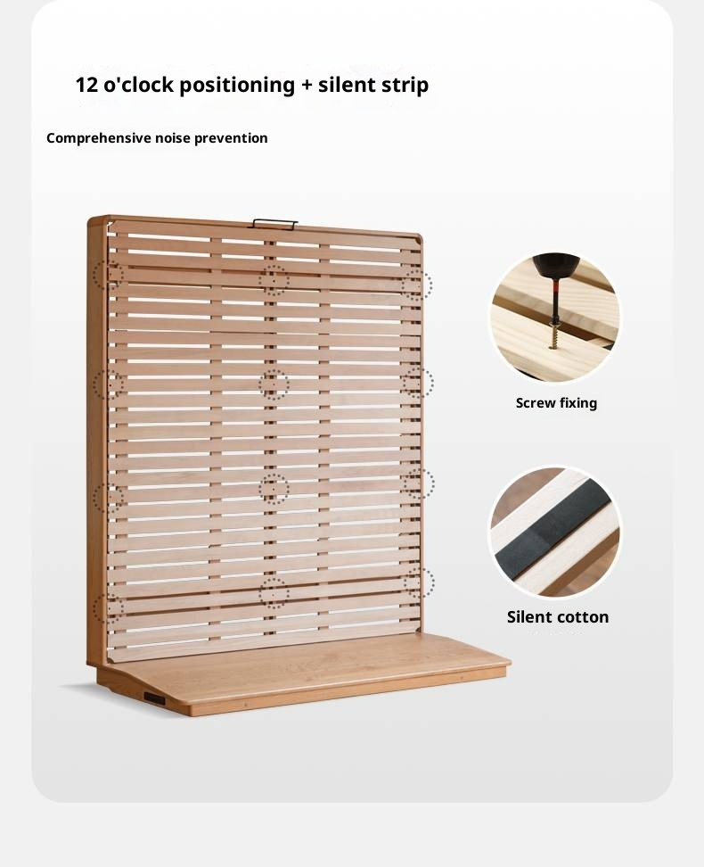 Cherry Solid Wood Suspended Bed with Light