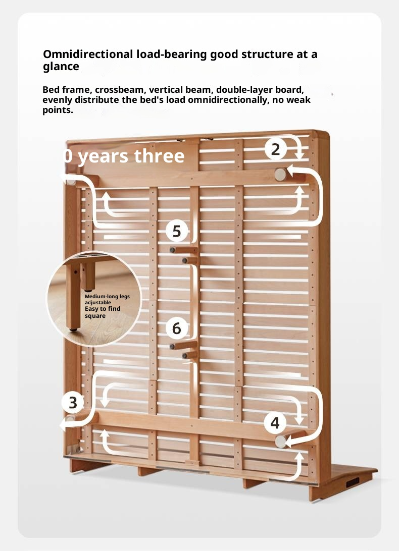 Cherry Solid Wood Suspended Bed with Light