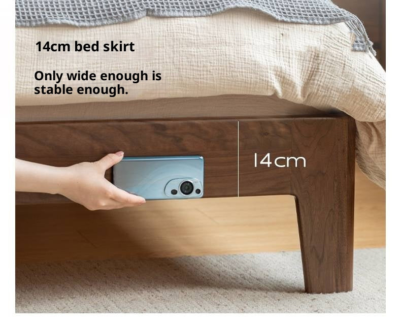 Black Walnut, Golden Sandalwood Solid Wood Italian Style Light Luxury Bed