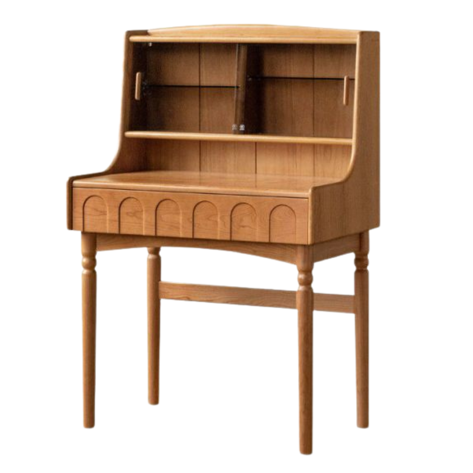 Cherry Solid Wood French Retro Vanity Table with Light