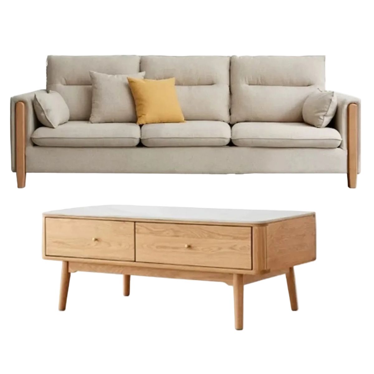 Ash Solid Wood Modern Corner-Style Fabric Sofa