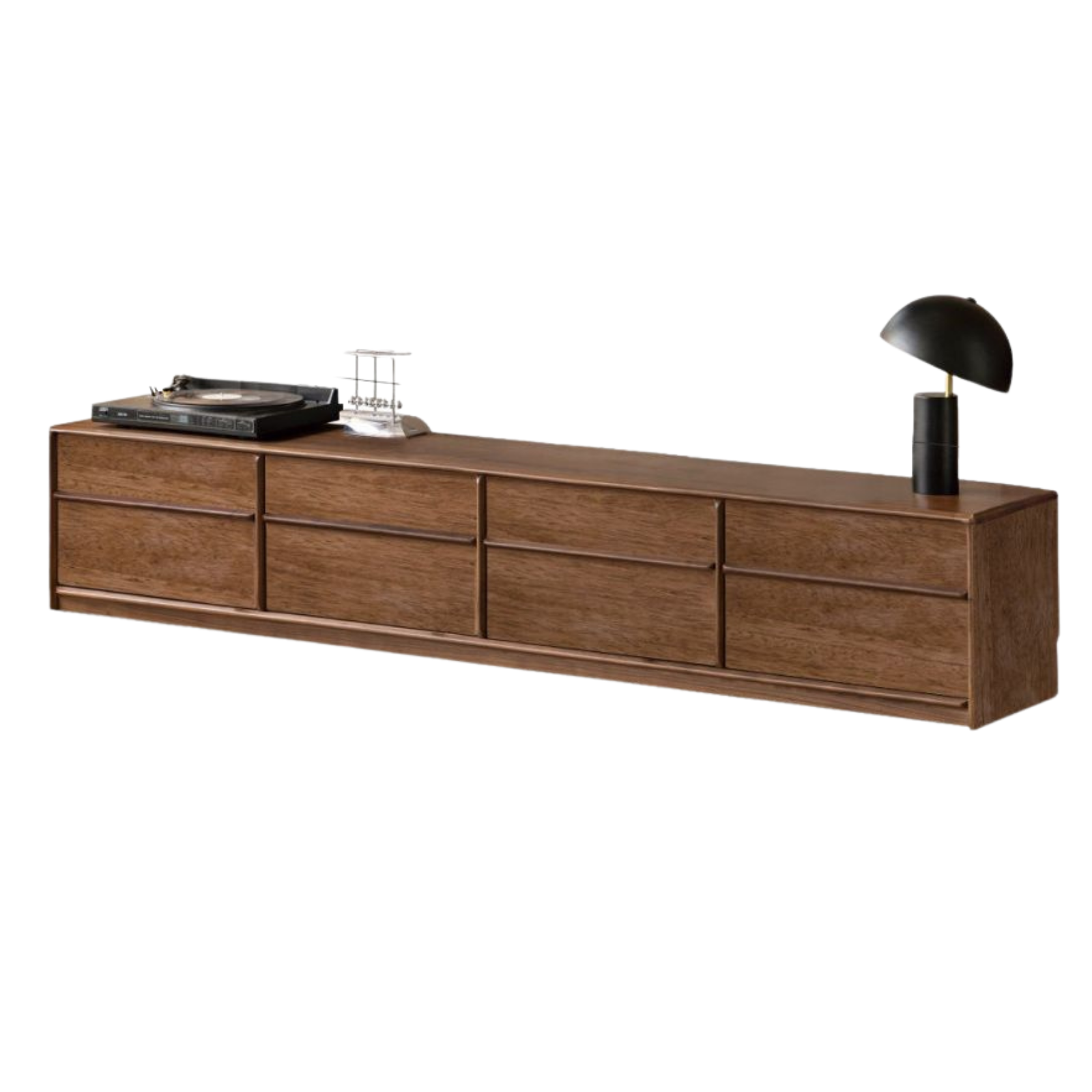 Sandalwood Solid Wood Low Profile TV Console with Fluted Panels