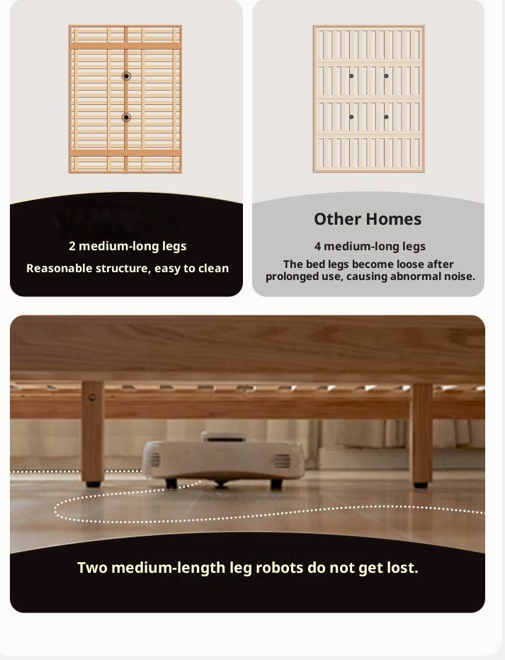 Cherry Solid Wood Suspended Bed with Light