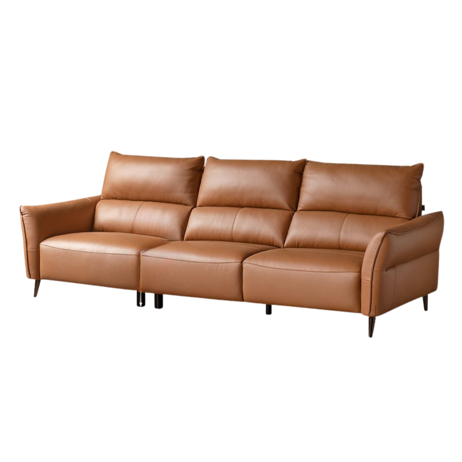 Genuine Top Grain Leather Modern Sofa, Clean Line Contemporary Design