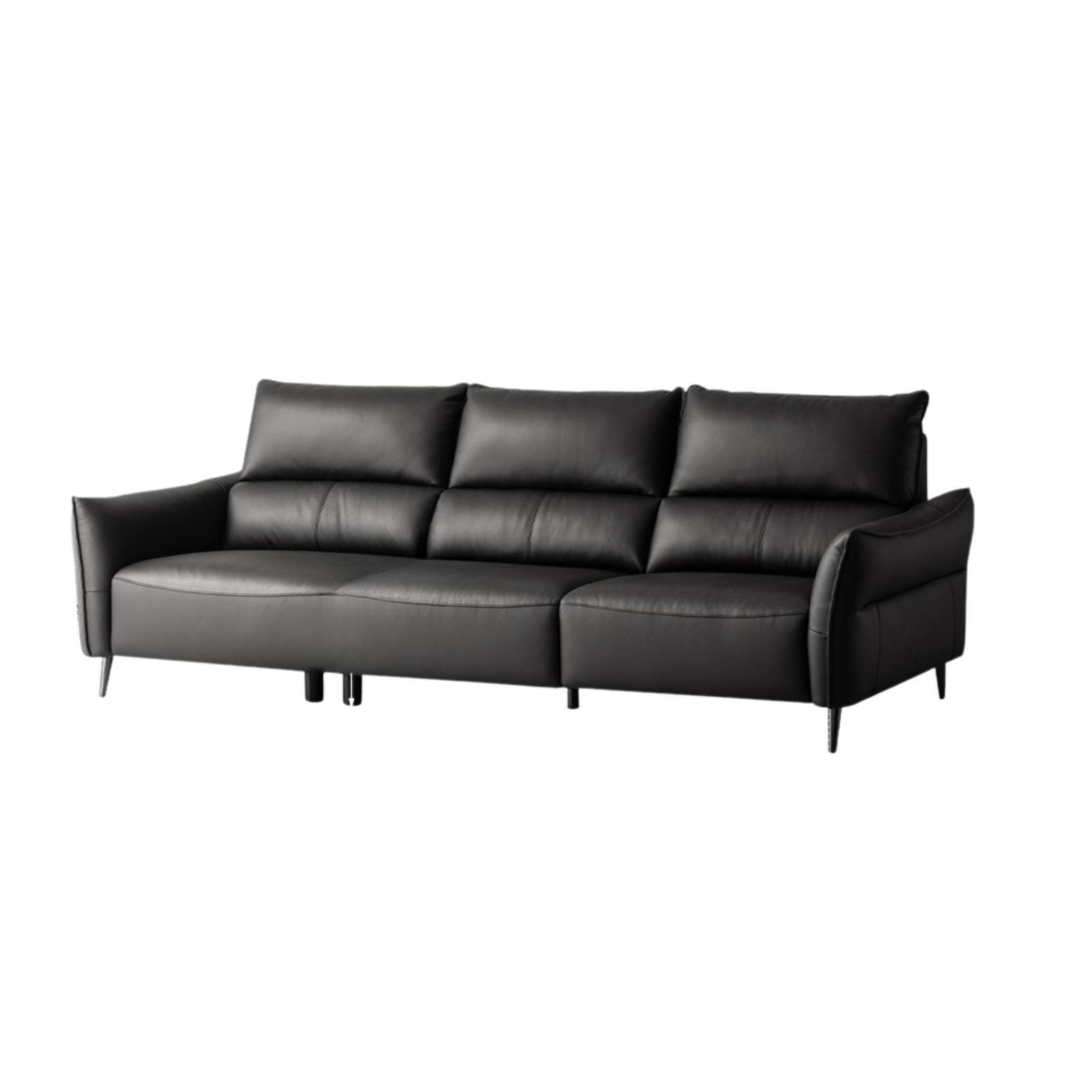 Genuine Top Grain Leather Modern Sofa, Clean Line Contemporary Design