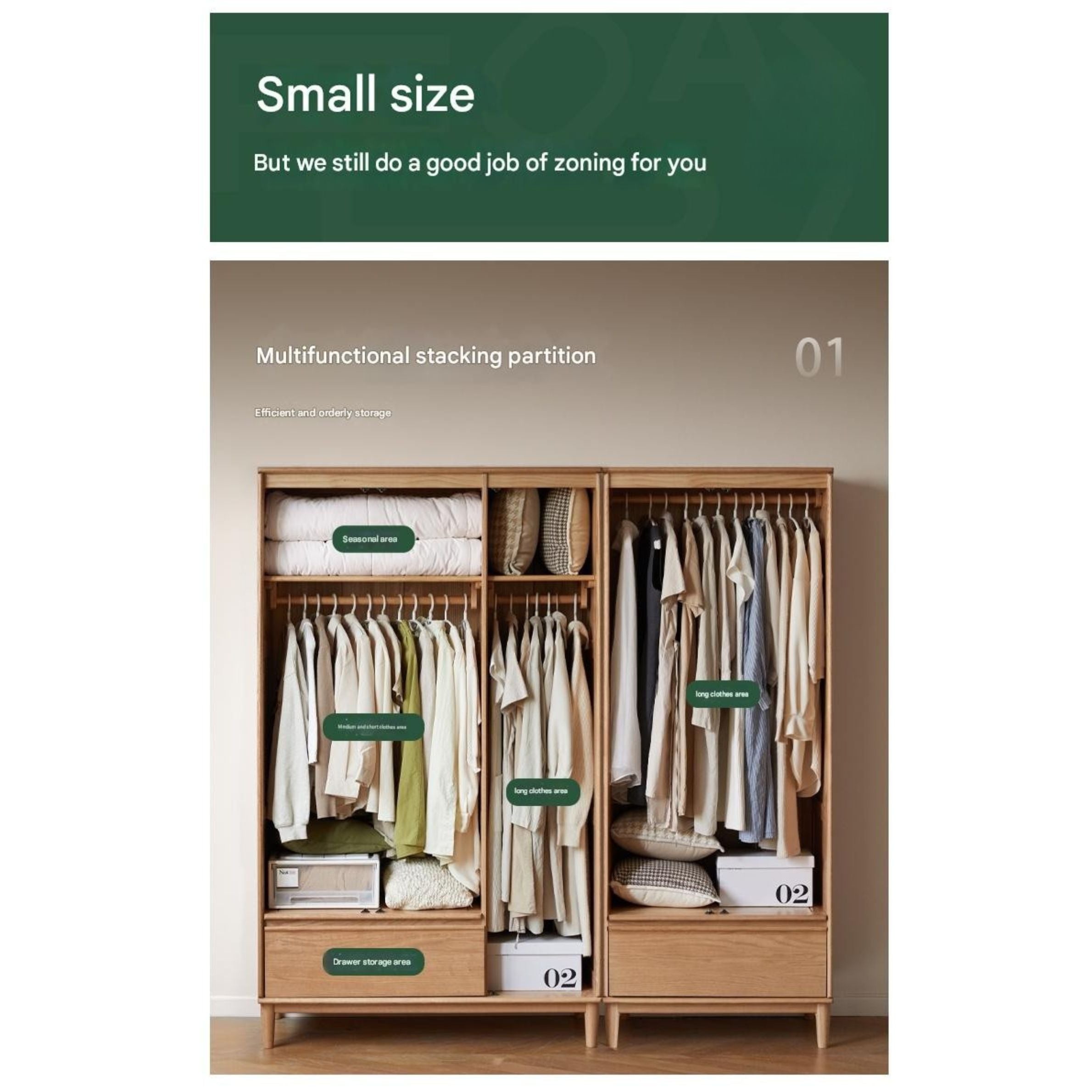 Oak Solid Wood Modern Wardrobe.