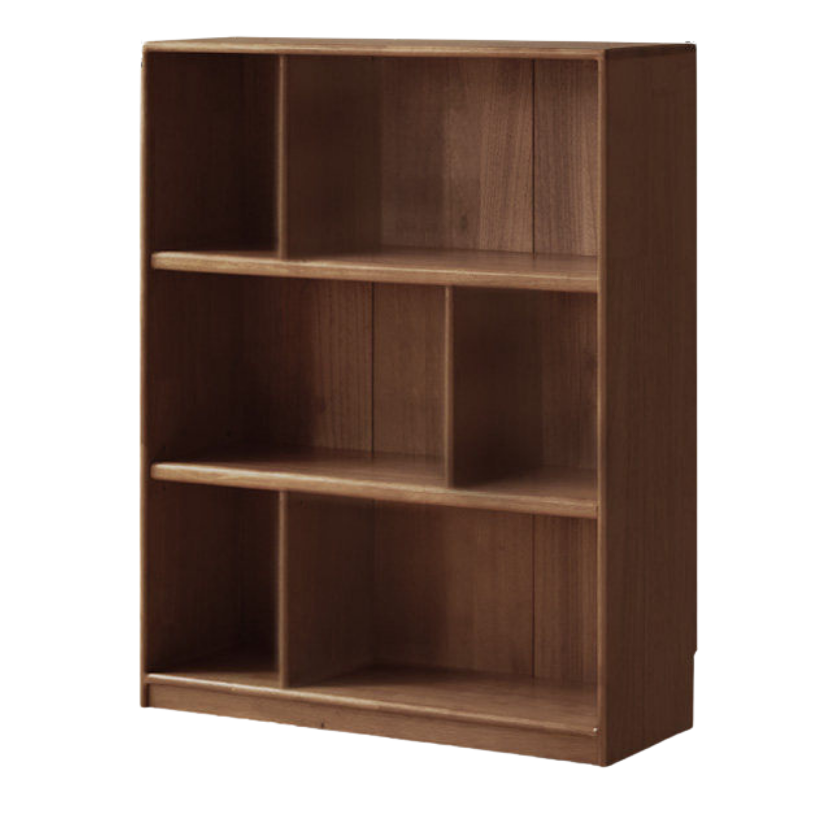 Solid Rubberwood Modern Minimalist Bookcase with Floor-Standing Storage