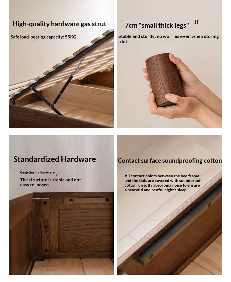 Oak Solid Wood Modern Platform Bed, Headboard-Free Box Bed