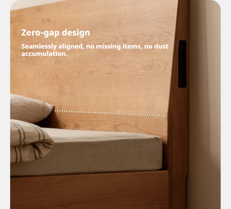 Cherry Solid Wood Suspended Bed with Light