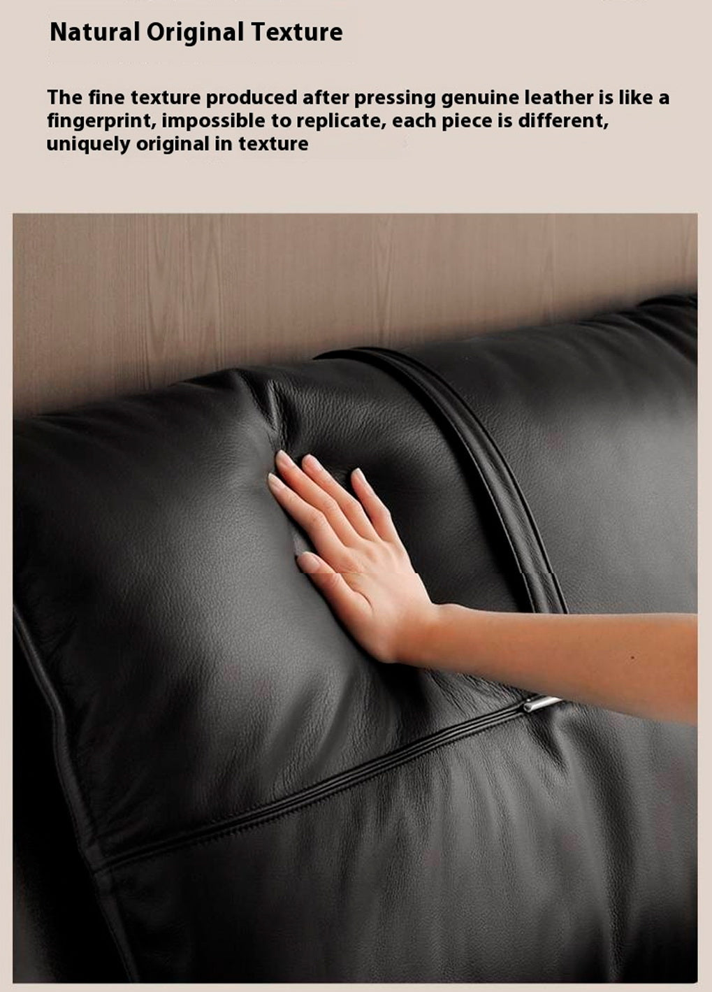 Genuine Leather Italian Light Luxury Black Bed