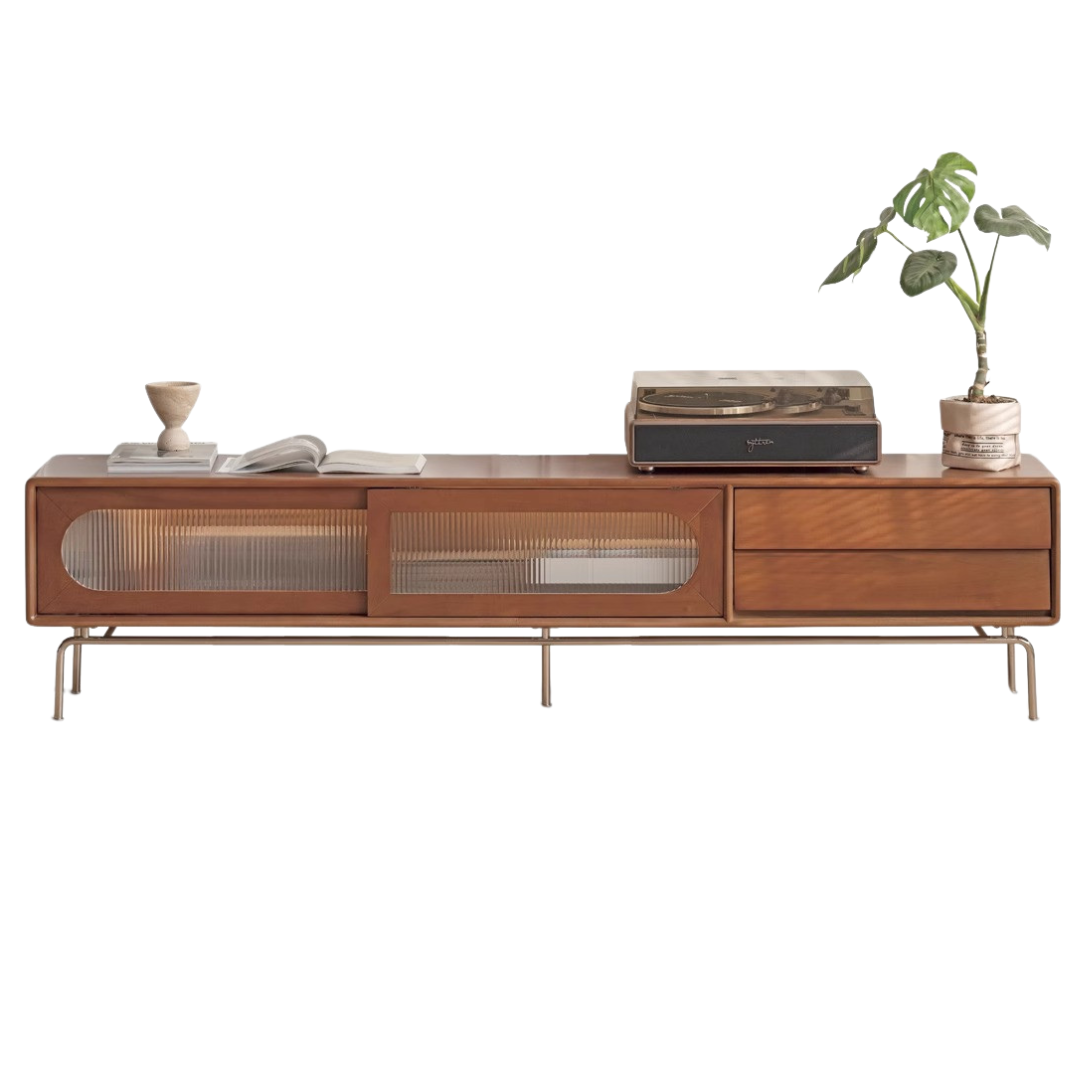 Oak, Poplar Solid Wood Light French TV Cabinet Sliding Door: