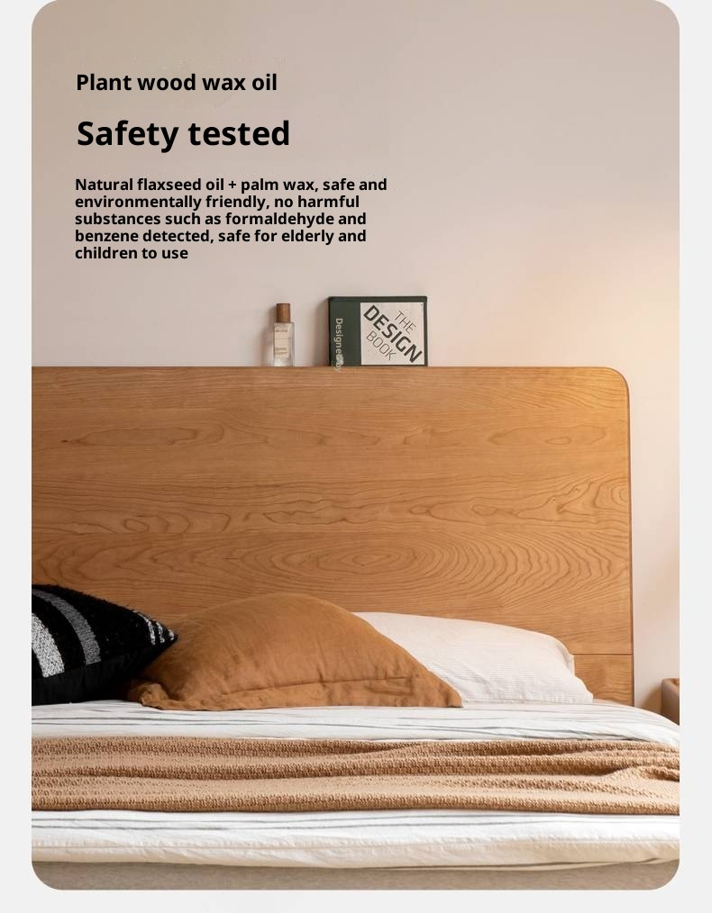 Cherry Solid Wood Suspended Bed with Light