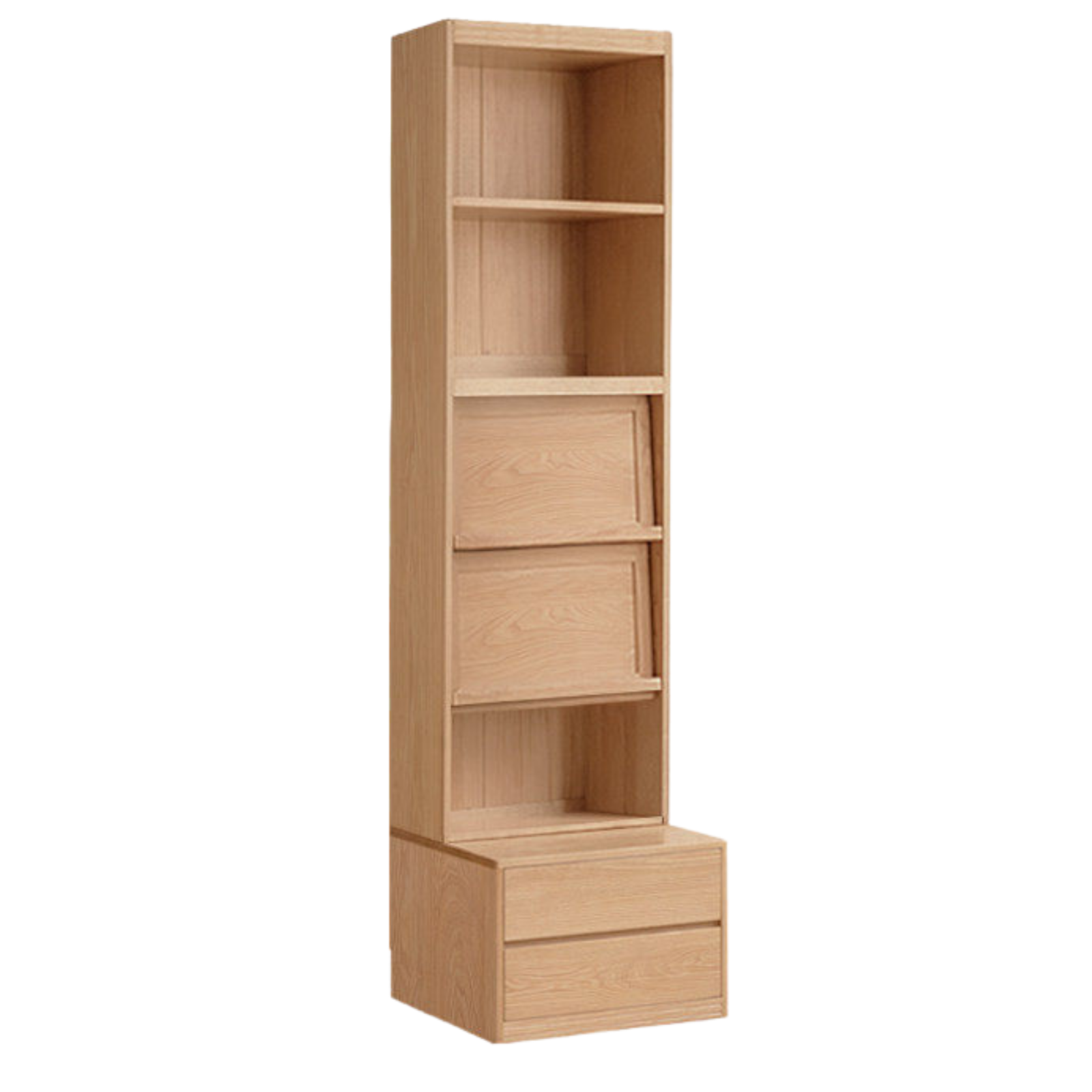 Ash Solid Wood Wall-Mounted Bookcase with Integrated Study Shelf
