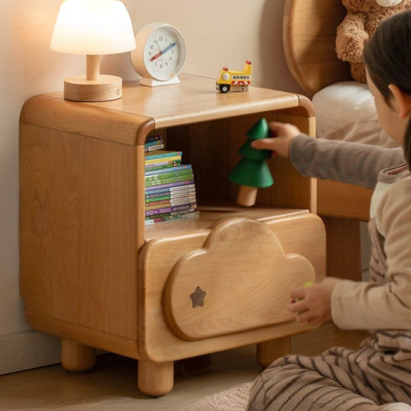 Beech Solid Wood Kids Nightstand