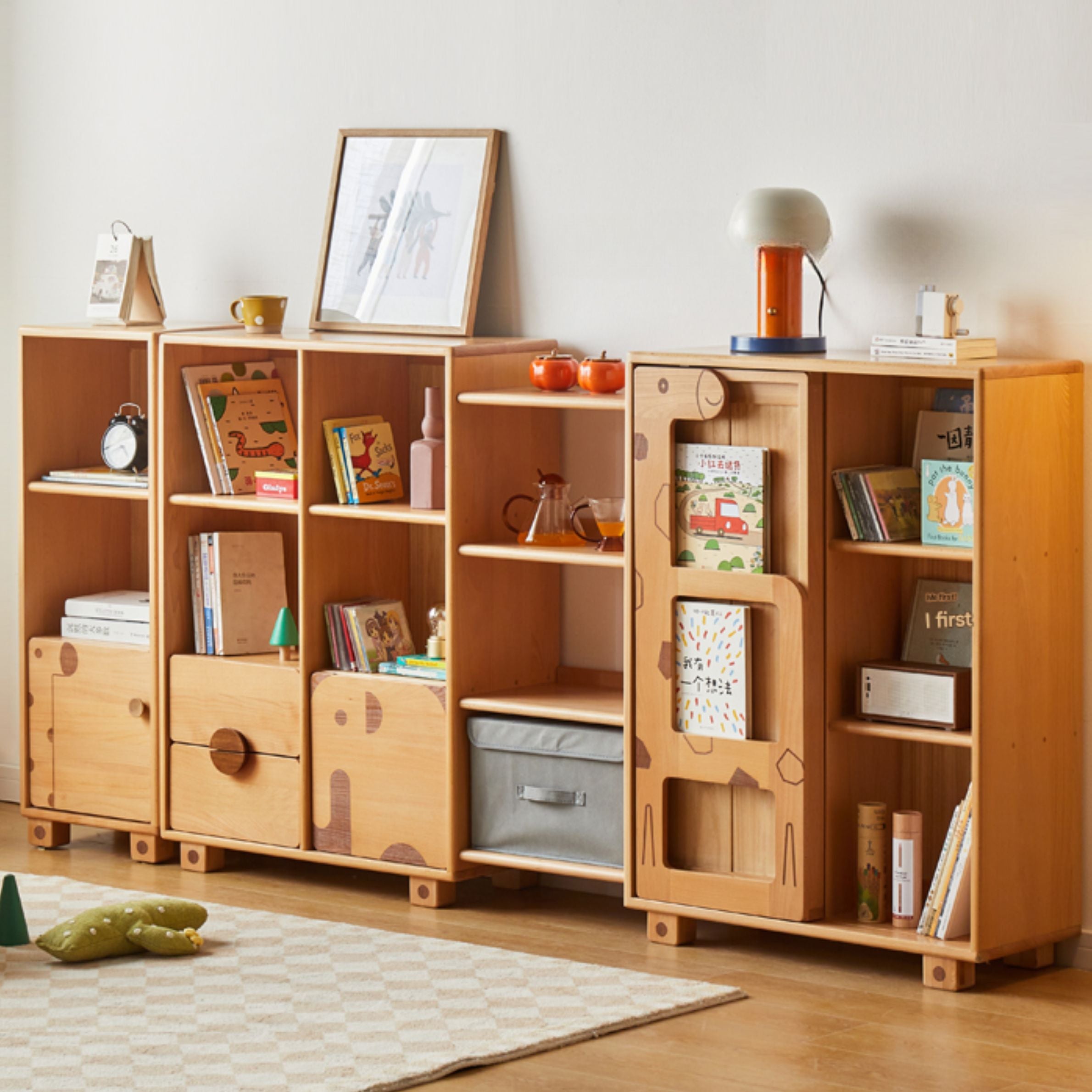 Oak Solid Wood Multi-Layer Children's Bookcase