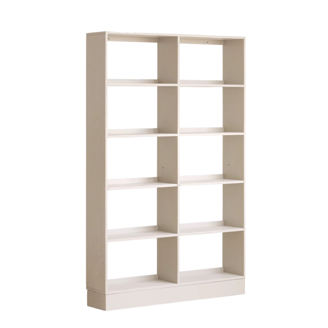 Oak Solid Wood Bookshelf Storage Rack Cream Style Full Wall Cabinet