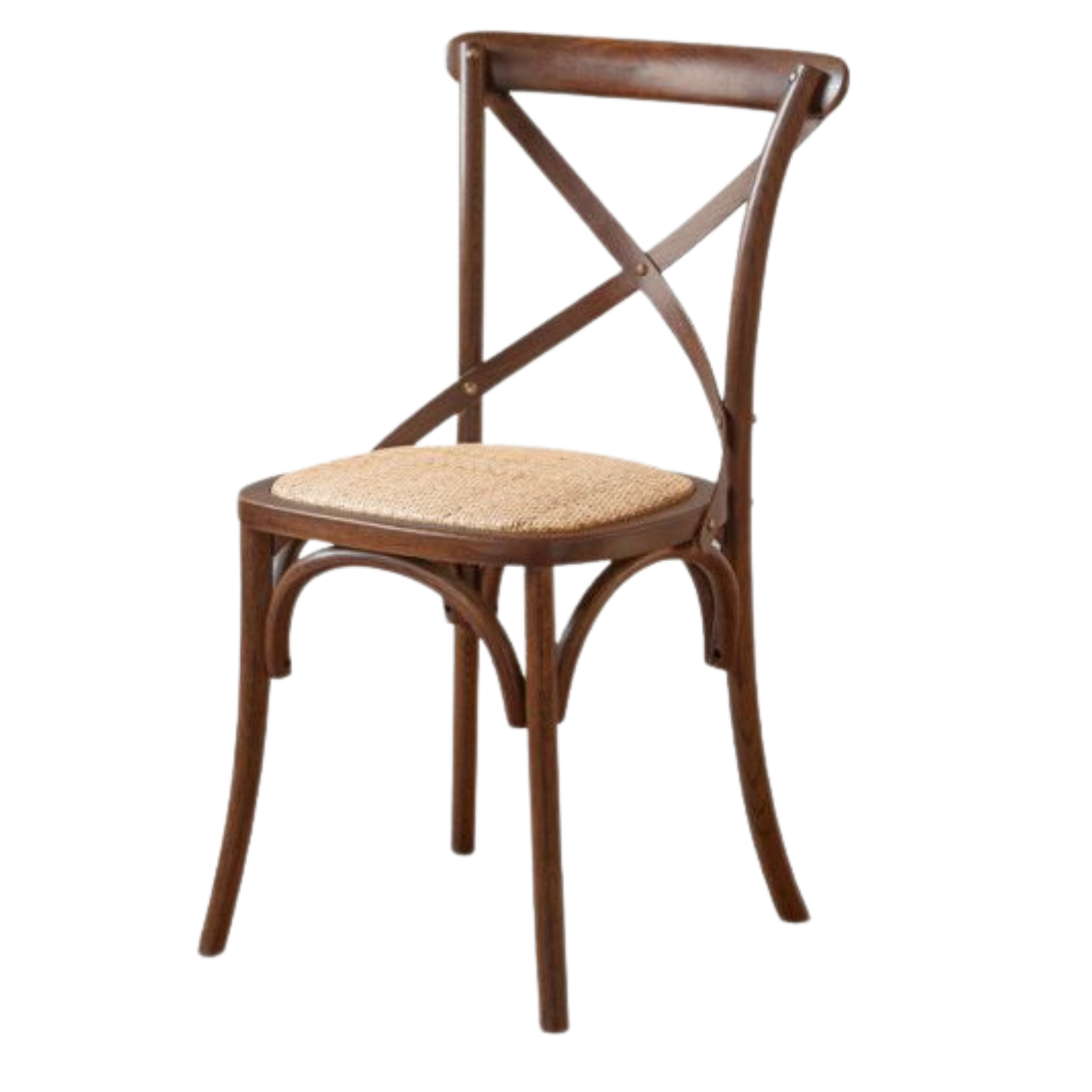 4 pcs -White Oak Solid Wood French Country Cross Back Dining Chair with Rattan Seat