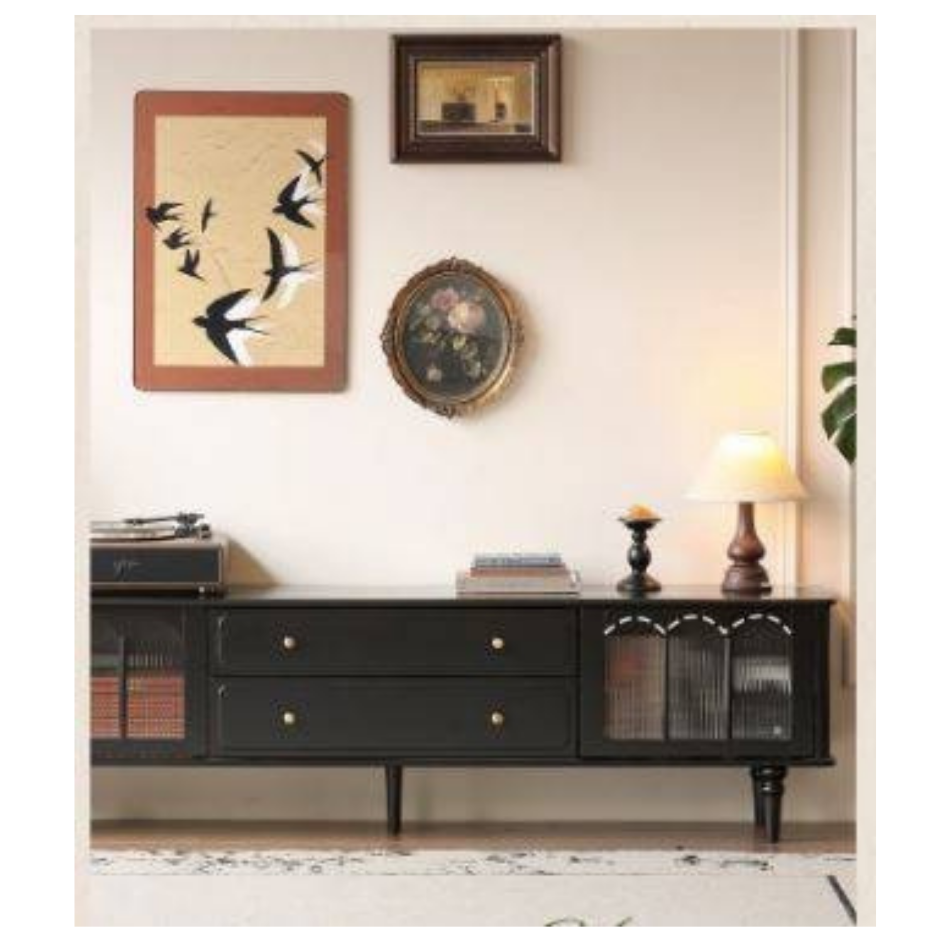 Solid RubberWood French Retro TV Stand