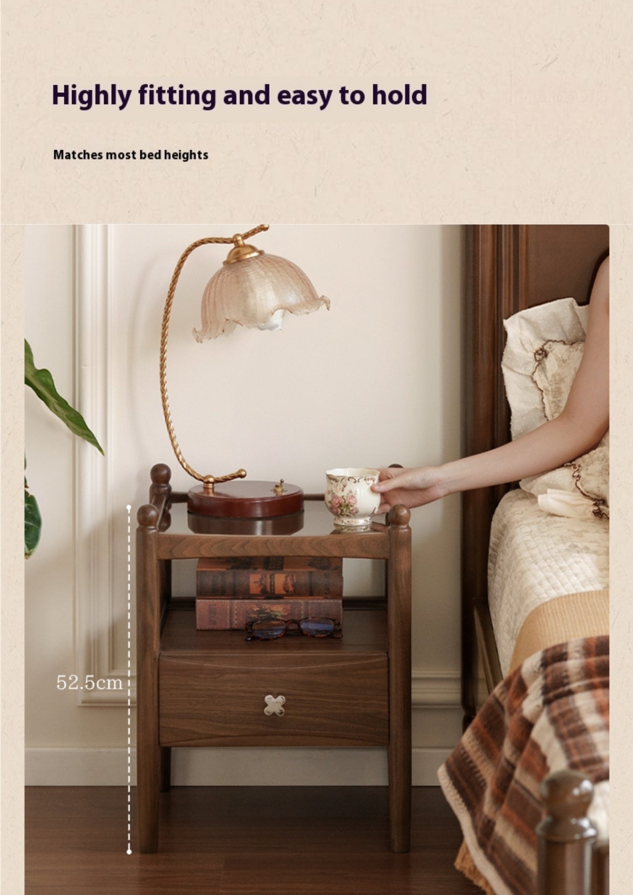 Black Walnut Solid Wood Italian Light Luxury Nightstand