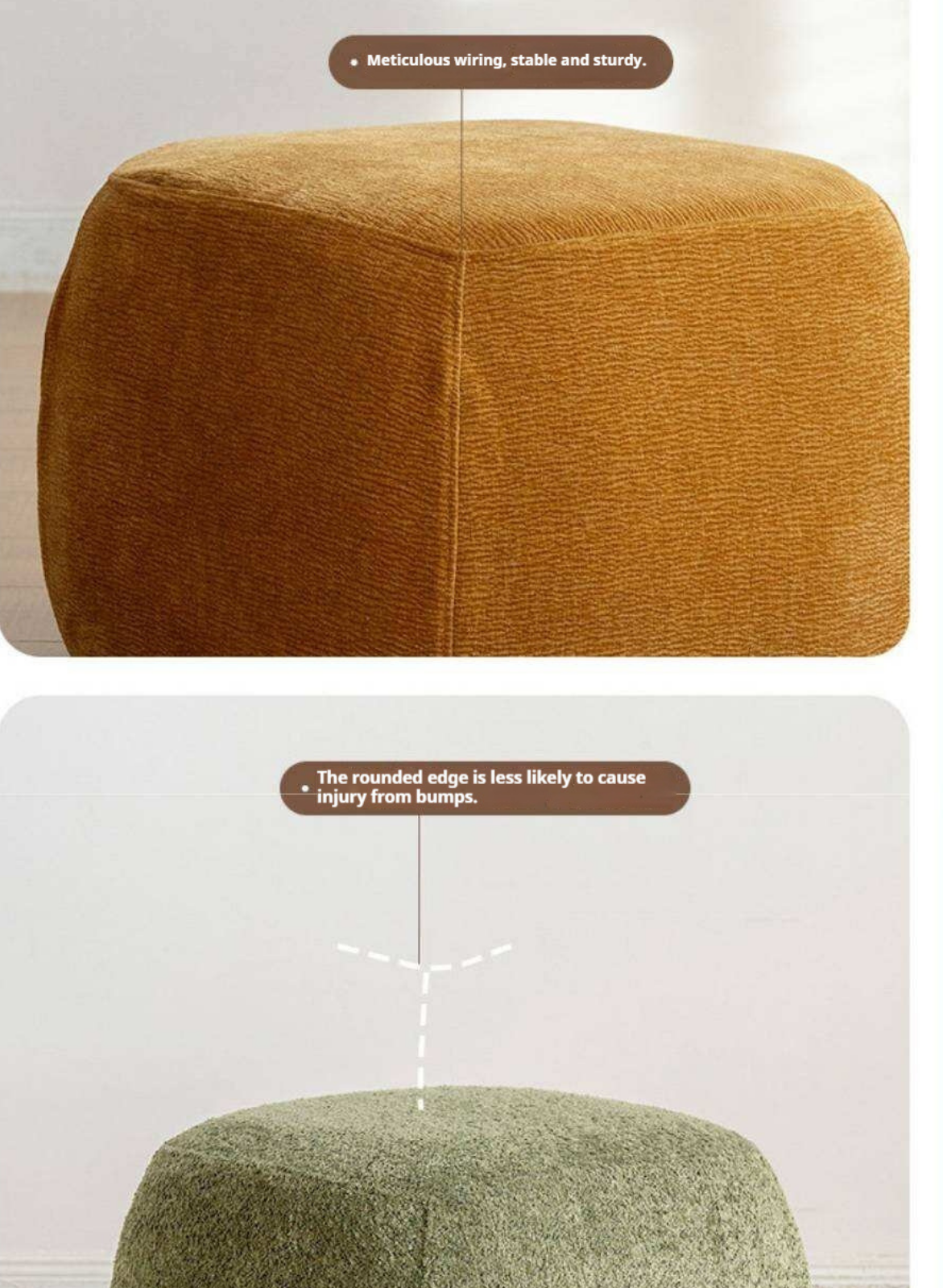Modern fabric pouf, sofa stool and footrest