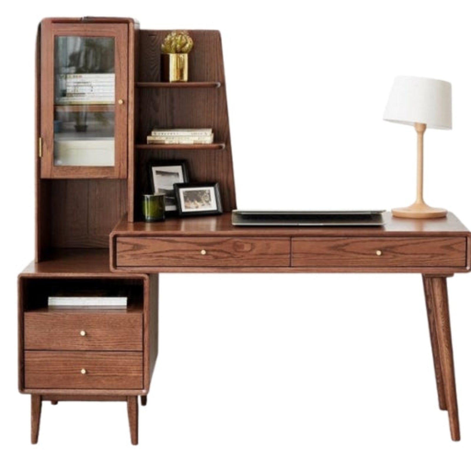 Oak Solid Wood Retractable Computer Desk