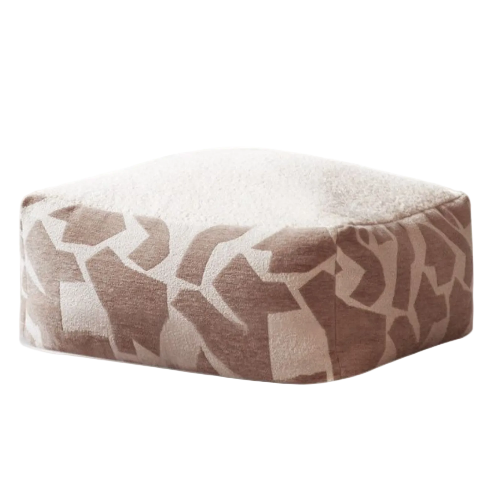 Simple Geometric Fabric Pouf with Washable, Detachable Cover