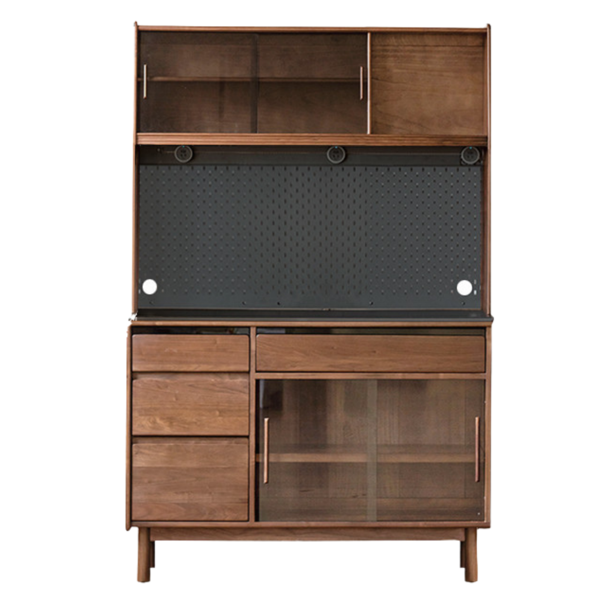 Black Walnut, Sandalwood Solid Wood Light Luxury Rock Plate Sideboard