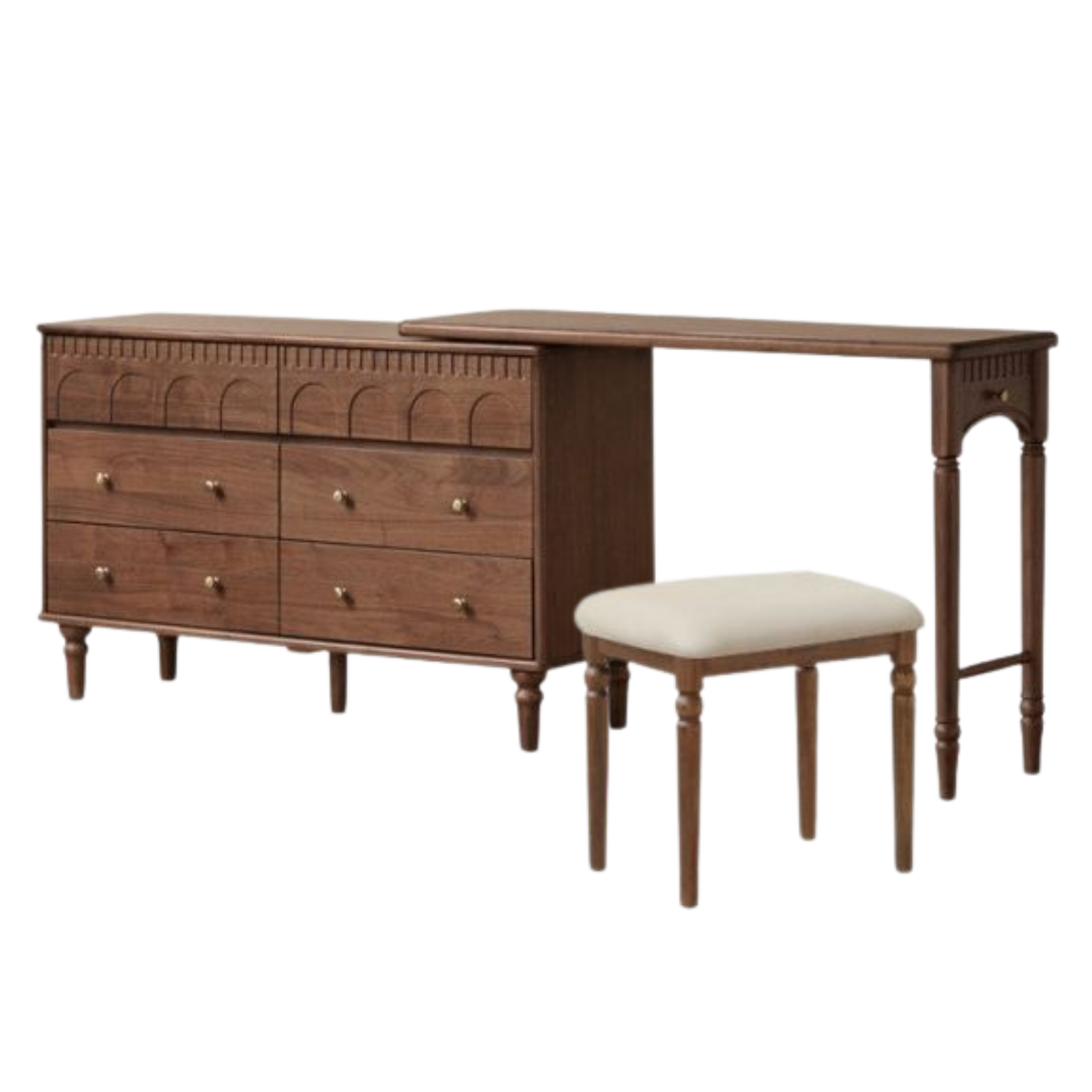 Black Walnut Solid Wood Vanity Table with Extendable Top