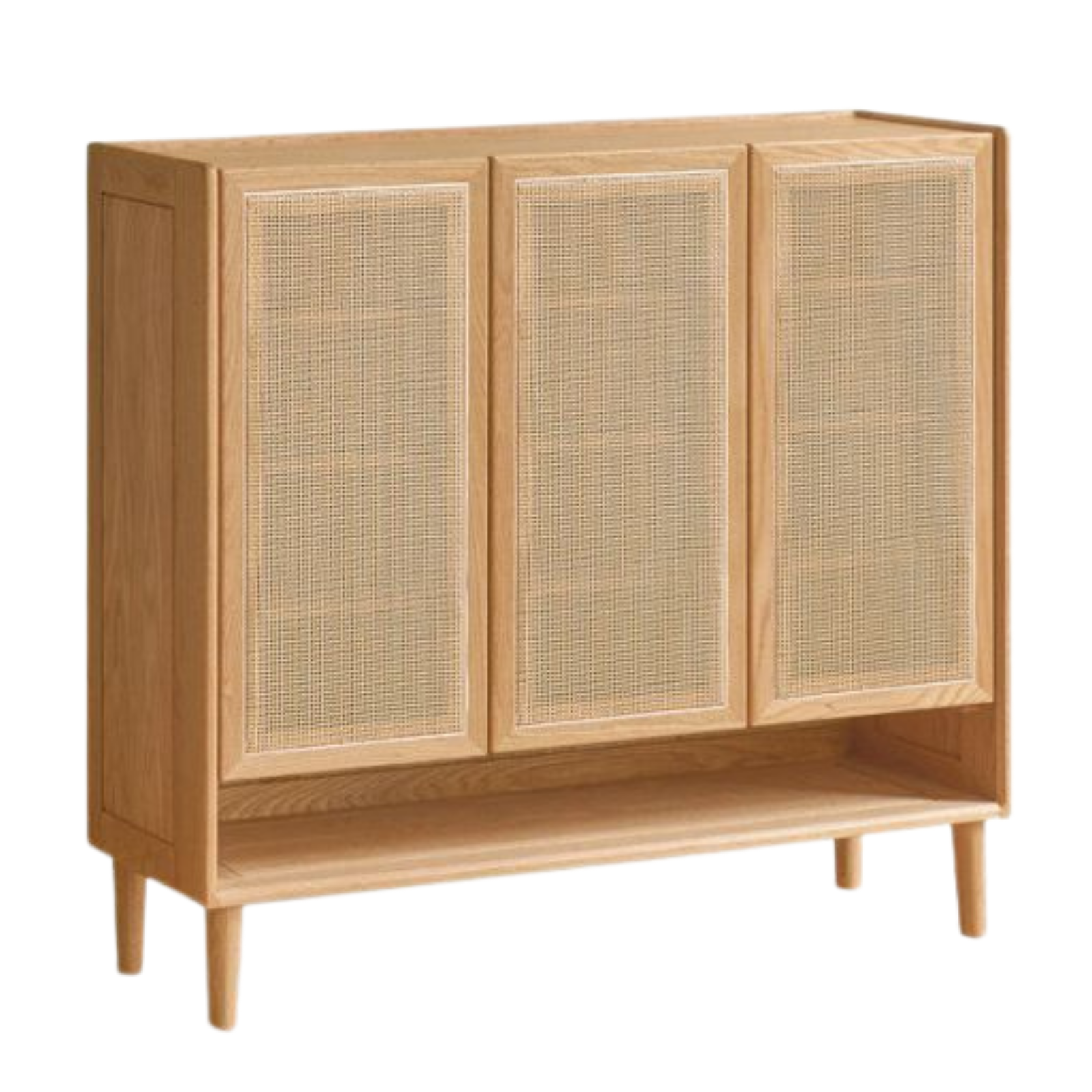 Oak Solid Wood Shoe Cabinet with Large Capacity and Vine Weaving Design