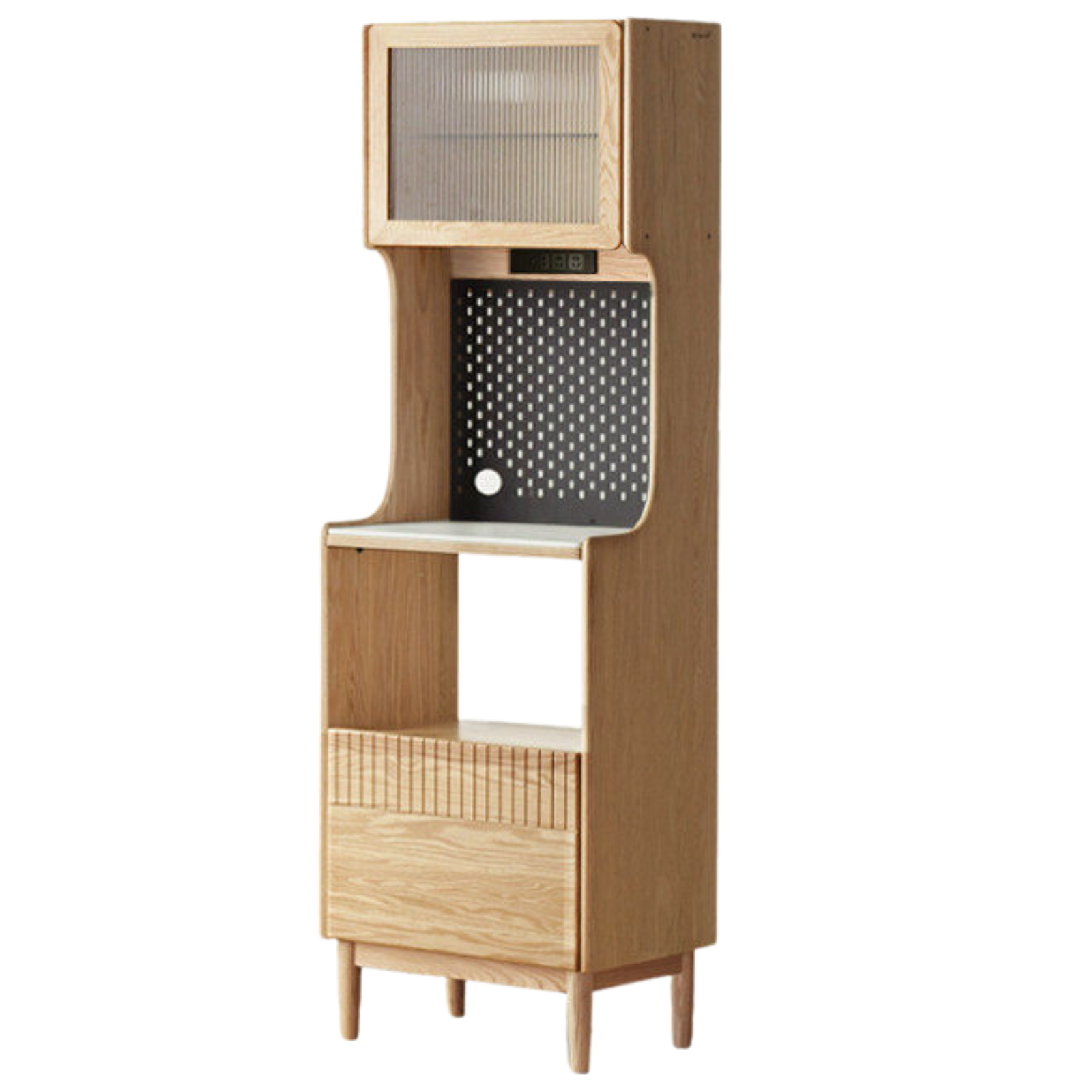 Solid RubberWood, Oak Solid Wood Sideboard Rock Board LED Light