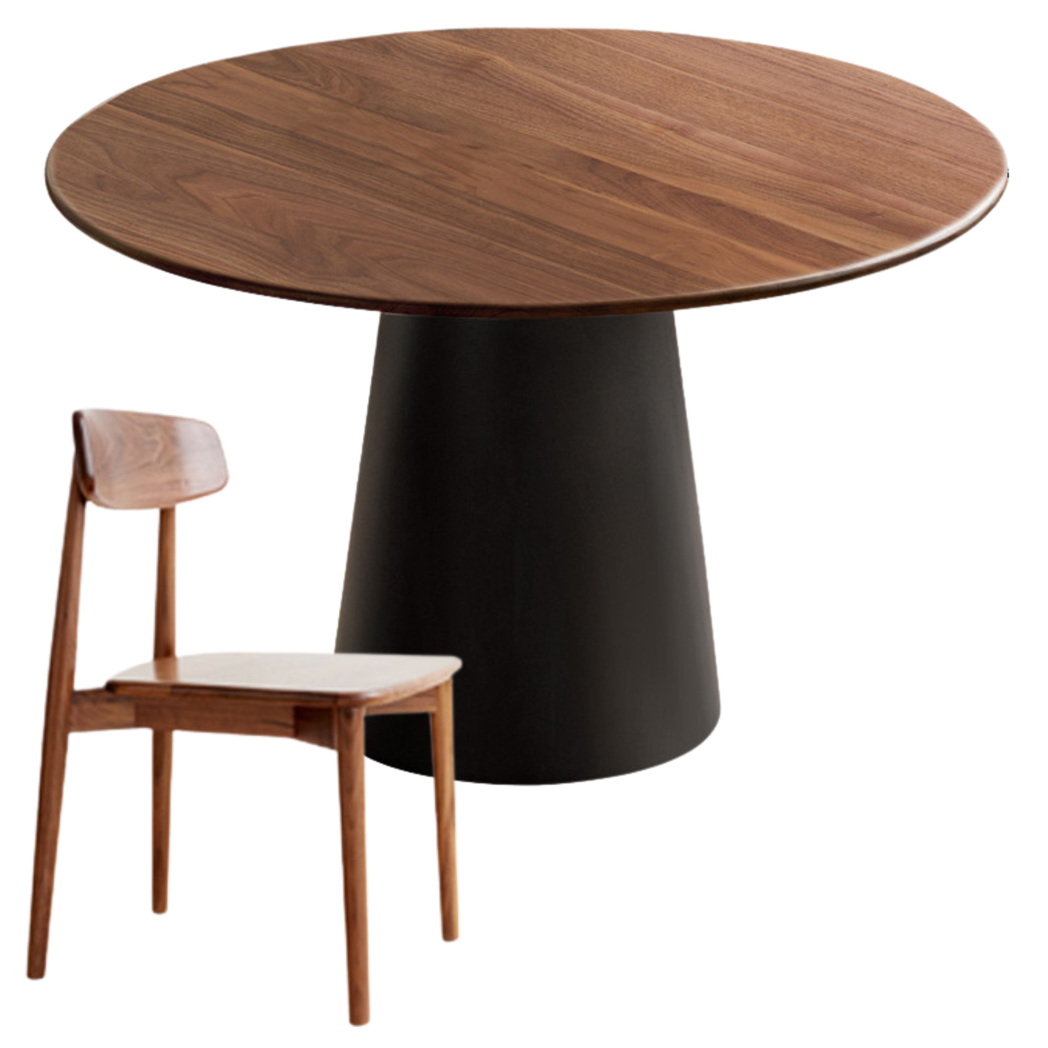 Black Walnut, Oak Solid Wood, Sandalwood Rock Slab Round Dining Table