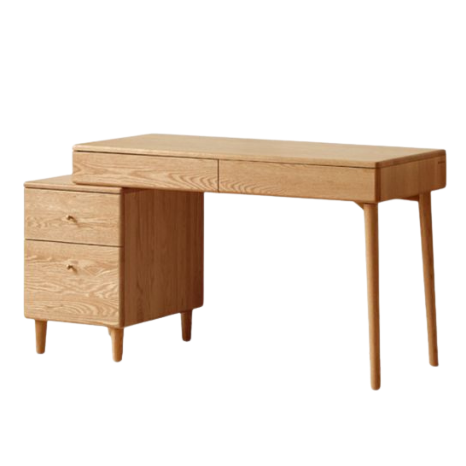 Oak Solid Wood Corner Office Desk with Integrated Bookshelf
