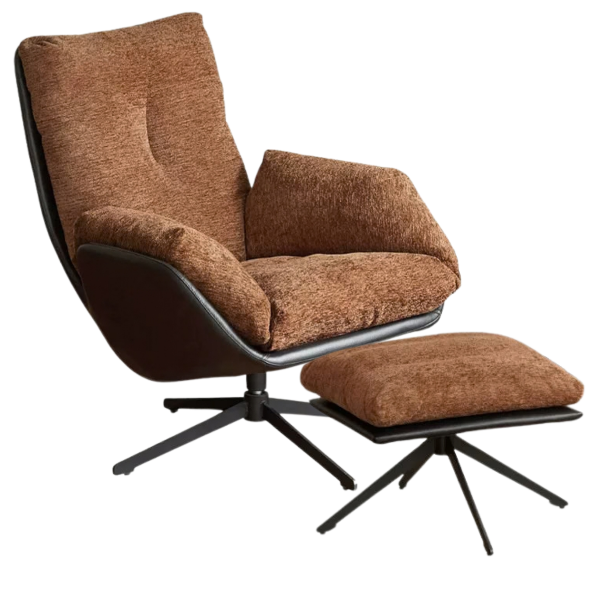 Organic Leather Italian Swivel Lounge Chair