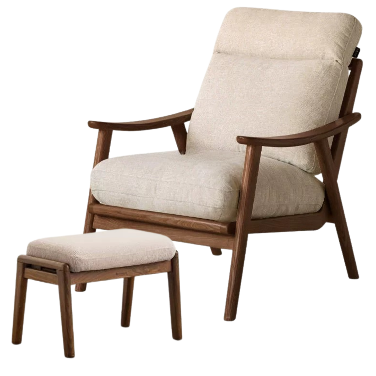 Black Walnut, Ash, Golden Pear Solid Wood Mid-Century Accent Chair with Open Arms